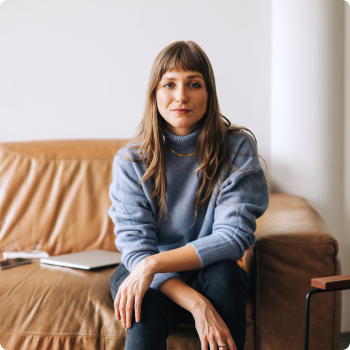 woman sitting on a couch