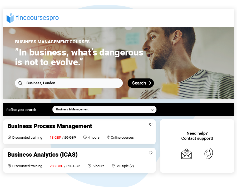 Findcourses PRO system - Sourcing